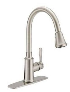 lot 20007 image: PROFLO 1.8 GPM Single Hole Pull Down Kitchen Faucet, Polished Chrome  Retail $423.92