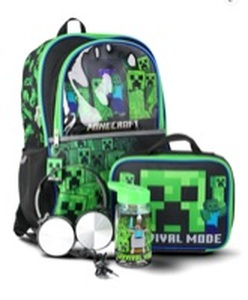 lot 122 image: Minecraft Boys 17 5-Piece Backpack Set with Headphones, Green - Retail $48