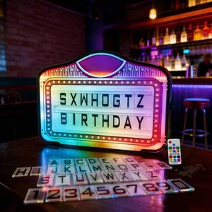 lot 124 image: Bottle Service Sign, Bottle Presenter for Night Clubs, Color Display Lights with 4 Sets Letters & 1 Numbers Kit, Hand Holding Small Light Box Sign for Wedding, Party, Bar - Retail $199