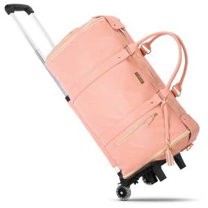 lot 138 image: Luhxe Travel Convertible Carry On Garment Roller Bag 2.0 with Shoe Pouch & Detachable Shoulder Strap �� Improved Zipper and reinforced straps - Rose - Retail $170