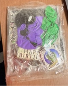 lot 152 image: Beetlejuice Theme Birthday Party Supplies Set with Balloons Stickers Bags Cake Topper XD03C94YGD - Retail $0