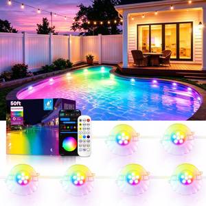 lot 160 image: AHAWILL 50FT RGB Pool Lights for Inground & Above Ground Pools, Plug-in 8 Shell Pool LED String Lights,IP68 Waterproof, RemoteAPP Control,16 Million Colors,44 Dynamic Modes for Swimming Pool Decor