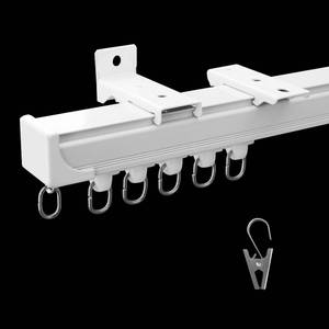 lot 204 image: MaKefeile Ceiling Curtain Track,Curtain Track Wall Mounted,Ceiling Mount Rail Room Divider Tracks Extra Long Curtains Rod for Living Room Bedroom Patio Sliding Door Curtains with Clips,White 12ft - Retail $54