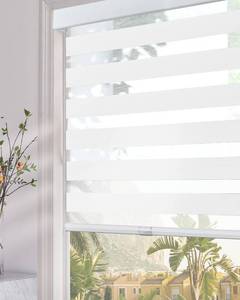lot 206 image: Persilux Free-Stop Cordless Zebra Blinds for Windows (35 W x 72 H, White) with Upgraded Cassette Light Filtering Dual Layers Thermal Insulated Sheer Window Shades for Home and Office - Retail $73