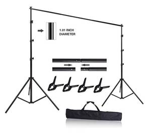 lot 235 image: HYJ-INC 10ft x 8.5ft Adjustable Photography Backdrop Support System Photo Video Studio Muslin Background Stand Kit with Carry Bag
