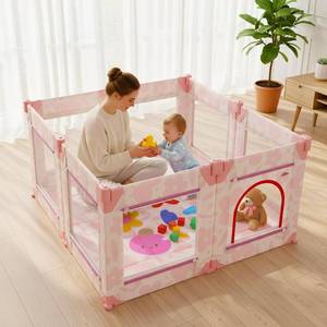 lot 236 image: Foldable Baby Playpen, 50 x 50 Play Pen for Babies and Toddlers with Gate - Retail $80