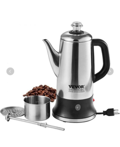 lot 238 image: VEVOR 1.8L Electric Coffee Percolator 1000W Rapid Extraction - Retail $0