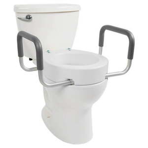 lot 247 image: Vive Raised Toilet Seat with Handles  3.5  Toilet Seat Riser with Arms  Standard  Weight Capacity 300lbs - Retail $69