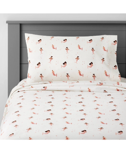 lot 255 image: Full Mermaid Cotton Kids Sheet Set - Pillowfort Full Size Bedding, 4-Piece, ����-TEX Certified, 220 Thread Count - Retail $40