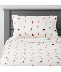 lot 256 image: Full Mermaid Cotton Kids Sheet Set - Pillowfort Full Size Bedding, 4-Piece, ����-TEX Certified, 220 Thread Count - Retail $40