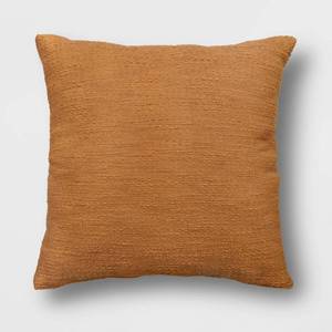 lot 282 image: Oversized Square Cotton Boucle Reversible Throw Pillow with Linen Caramel - Threshold - Retail $30