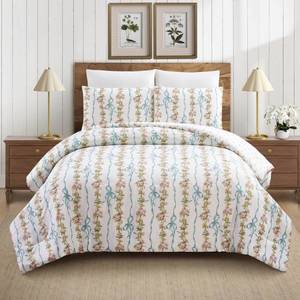 lot 284 image: Modern Heirloom 3pc King Bow and Floral Comforter Bedding Set - Retail $80