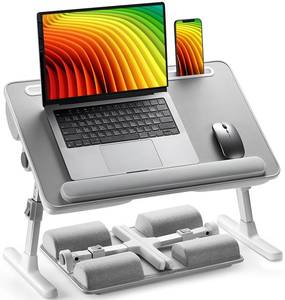 lot 297 image: HUANUO Laptop Bed Lap Desk with Adjustable Height and 35° Tilt, Grey - Retail $65