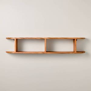 lot 310 image: 42 Rounded Edge Two Tier Wood Shelf Brown - Hearth & Hand with Magnolia - Retail $90