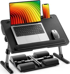 lot 311 image: HUANUO Laptop Bed Desk, Laptop Tray Computer Lap Desk for Bed Couch Sofa Floor, Bed Tray for Working, Eating, Foldable Lap Stand Table with Height Adjustment & 35° Adjustable Tilt Angle, HNLD19 - Retail $69