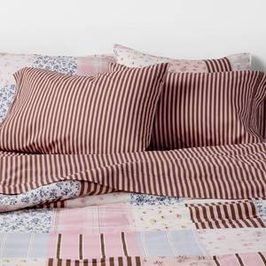 lot 313 image: TwinTwin Extra Long Percale Stripe Sheet Set PinkBrown - The Hollister Collection at Target - Retail $35