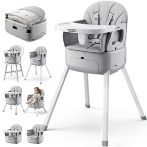 lot 311542 image: Retails for $120 7-in-1 Convertible Baby High Chair for Baby and Toddler, Portable Travel High Chair Grow with Baby with Adjustable Height & Tray, Easy-Clean Seat, Anti-Tip Safe Frame, Supports 33 lbs, Space Gray