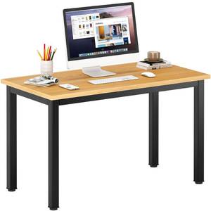 lot 563 image: DlandHome 39 inches Small Computer Desk for Home Office, Teak and Black - Retail $90