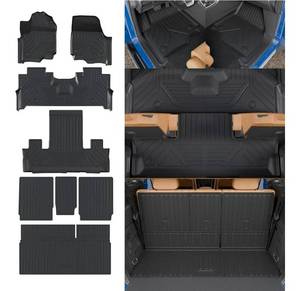 lot 574 image: Floor Mats Compatible with 2025 2026 Ford Expedition 7-Seater Captain Chairs (NOT for Max) Trunk Mat Cargo Mat Cargo Liner Expedition Accessories (Floor MatsTrunk MatBackrest Mats - Retail $0