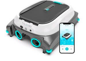 PRE OWNED Talosbo SK01 Solar-Powered Robotic Pool Skimmer Automatic Pool Surface Cleaning with App Control, Obstacle Avoidance &Temperature Sensor - Retail: $300