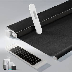 lot 580 image: No Drill Motorized Blinds with Remote, Automatic Roller ShadesEasy Install, Rechargeable Blackout Smart Blinds for Bedroom, Office & High Windows Fabric Wrapped Cover, Black, 35Wx72H - Retail $96