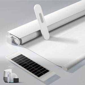 lot 581 image: No Drill Motorized Blinds with Remote, Automatic Roller ShadesEasy Install, Rechargeable Blackout Smart Blinds for Bedroom, Office & High Windows Fabric Wrapped Cover, White, 35Wx72H - Retail $96
