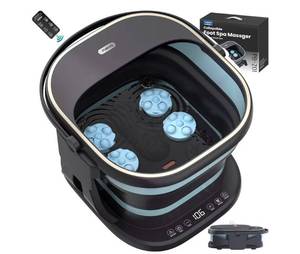 lot 592 image: Collapsible Foot Spa Bath Massager with Heat, Precise Temp Control95-115°F, Motorized Massage Rollers, Heated Foot Bath Soak Tub, Fits up to US Men��s Size 11  Women��s Size 12.5 - Retail $0