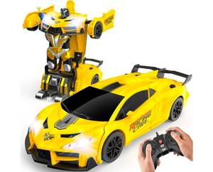 lot 601 image: Transform Remote Control Car Toys for Boys 4-7,Cool RC Cars with Dual-Color Lights,360°Rotation,One-Click Deformation,Toys for 3 4 5 6 7 8 9 10 11 12 Year Old Boys - Retail $0