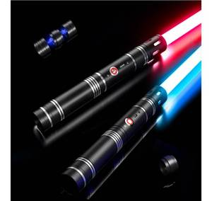 lot 602 image: Lightsaber Toy Dueling Light Saber 20 Colors 4 Modes & Sounds 2-in-1 Detachable Type-C Rechargeable Real Lightsaber for Kids and Adults Cosplay Dress Up Parties (Silver Ring) - Retail $40