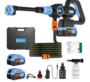 lot 608 image: Cordless Power Washer 1500PSl, Portable Power Washer, Blue2�4.0Ah Batteries, Brushless Motor, 3-Speed Adjustable & 6-in-1 Spray Nozzle, Electric Handheld Washers for Car Garden Home - Retail $160