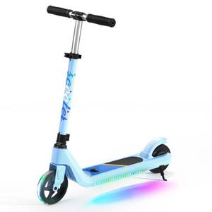 lot 613 image: LINGTENG Childrens Electric Scooter is Suitable for Children Aged 6-9, Electric Scooter for Kids, 4 Height Adjustable Scooter with Cool Rainbow Lights, 2 Adjustable Speeds, Ideal Gift for Kids - Retail $96