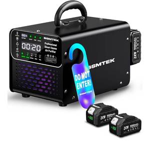 lot 620 image: Cordless Ozone Generator - 1,000,000mgh Professional Grade Covers 10000 Sq-Ft, 2026 Upgraded Portable Deisgn with 2x 5000mAh Battery for 8-10 Hours Use, With Remote Control, Black - Retail $140