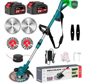 lot 623 image: Weed Wacker for Makita Batteries, Weed Eater Battery Powered 21VCordless Weed wacker with Steel Wire Grass Trimmer Head, String Trimme with 21V 4.0Ah Batteries, 750W Brushless Motor - Retail $0