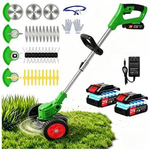 lot 629 image: 21V Electric Weed Wacker, Cordless Weed Eater Battery Powered, Lightweight Stringless Weed Trimmer with 2 Battery Operated & Wheels, 4 in 1 Grass TrimmerBrush CutterLawn EdgerMower for Garden Yard - Retail $7,057