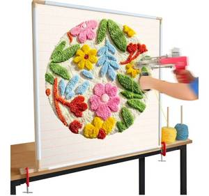 lot 641 image: Kerty 29.5 Tufting Frame, Wooden Tufting Frame for Rug Making, A Safer Tufting Cloth Stand Using Plastic U-Shaped Channels Instead of Nails - Retail $50