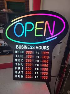 lot 643 image: Neon Open Sign with Business Hours Display - Retail $0