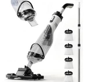 lot 655 image: FOTING Cordless Pool Vacuum for Above Ground Pool 19.5 GPM, All-Angle Head&LED Display,Handheld Rechargeable Spa Vacuum Cleaner for Inground Pools for Hot Tub, Debris,Shallow Steps - Retail $130