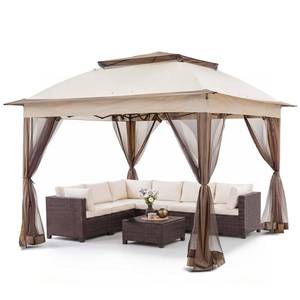 COOS BAY 11x11 Pop Up Gazebo with Mesh Netting, Instant Outdoor Canopy Tent, Water Resistant Shelter with UPF 50+ UV Protection, 121 Sq Ft Coverage, Beige - Retail: $160