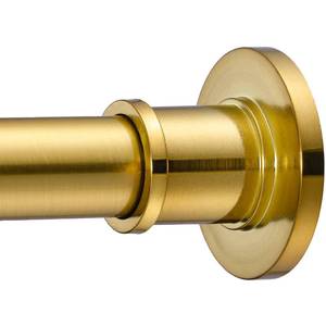 lot 663 image: BRIOFOX Industrial Shower Curtain Rod - Rustproof Non-Slip 43-72 Inches Tension Curtain Rod for Window or Bathroom, Sunglow Gold - Retail $31