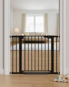 lot 667 image: Cumbor 30-40.6 in Baby Gate for Stairs and Doorways, Dog Gate Indoor Black - Retail $80