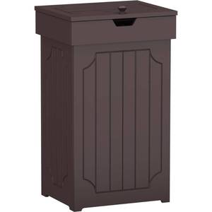 lot 669 image: Function Home Trash Can Cabinet, 13 Gallon Kitchen Garbage Can, Wood Recycling Trash Bin, Freestanding Dog Proof Trash Can, Farmhouse Trash Cabinet with Lid for Home Kitchen Bathroom, Coffee - Retail $71