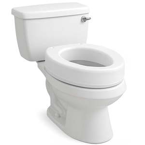 lot 673 image: Carex Toilet Seat Riser  Elongated Raised Toilet Seat Adds 3.5 inches to Toilet Height  for Assistance Bending or Sitting  300 Pound Weight Capacity Toilet Riser - Retail $25