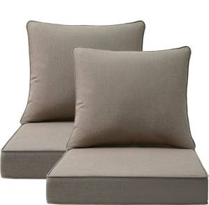 lot 680 image: Unimatta Sunbrella Outdoor Patio Chair Cushions Set, 24 x 24(24x24 Back), Set of 2, Water-Repellent, Fade Resistant, Deep Seat Bottom and Back Cushion for Backyard, Couch, Sofa, Cast Shale - Retail $170