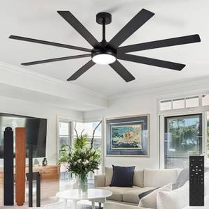 lot 682 image: Depuley 66 Ceiling Fans with Lights Black IndoorOutdoor Ceiling Fan for Patios Living Room - 8 Blades Dimmable Large Ceiling Fans with Remote APP Control Timer Reversible Quiet DC Motor 6 Speeds