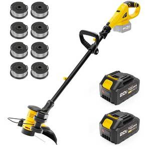 lot 683 image: GREEN 12-inch 20V Cordless String Trimmer with Charger, 2 X 4Ah Battery Powered Grass Mover with Auto Line Feed, 2 in 1 Lawn Edger with 8 Pcs Grass Cutter Spool Line - Retail $0