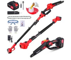 lot 694 image: 2-in-1 Electric Pole Saw and Mini Chainsaw for Trimming Branches, Cutting - Retail $65