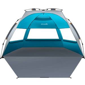 lot 701 image: OutdoorMaster Pop Up Beach Tent Sun Shelter for 3-4 Person with SandbagsInstant Setup, UPF 50 Protection, Privacy Zippered Door, Ventilated Windows, Portable Carrying Bag - Retail $64