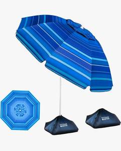 lot 703 image: OutdoorMaster 7.2ft Beach Umbrellas for Sand with Sandbag & Anchor7.2ft Adjustable Umbrella for Beach, Wind Resistant, Portable UPF50 Sunshade with Carry Bag for Patio - Retail $0