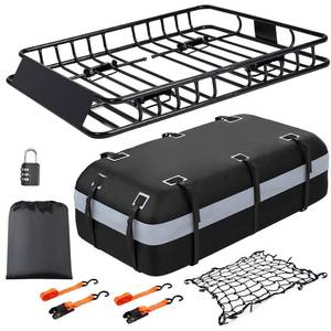 lot 708 image: Car Roof Cargo Carrier 64x36x5 Roof Rack Basket, 20 Cu Ft Waterproof Bag - Retail $198
