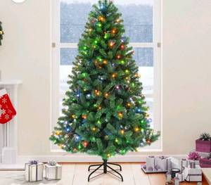 lot 709 image: Pre Lit Christmas 6ft Remote control 8 light modes artificial christmas tree with lights xmas tree with 1000 thick branch tips and 250 lights easy assembly holiday - Retail $0